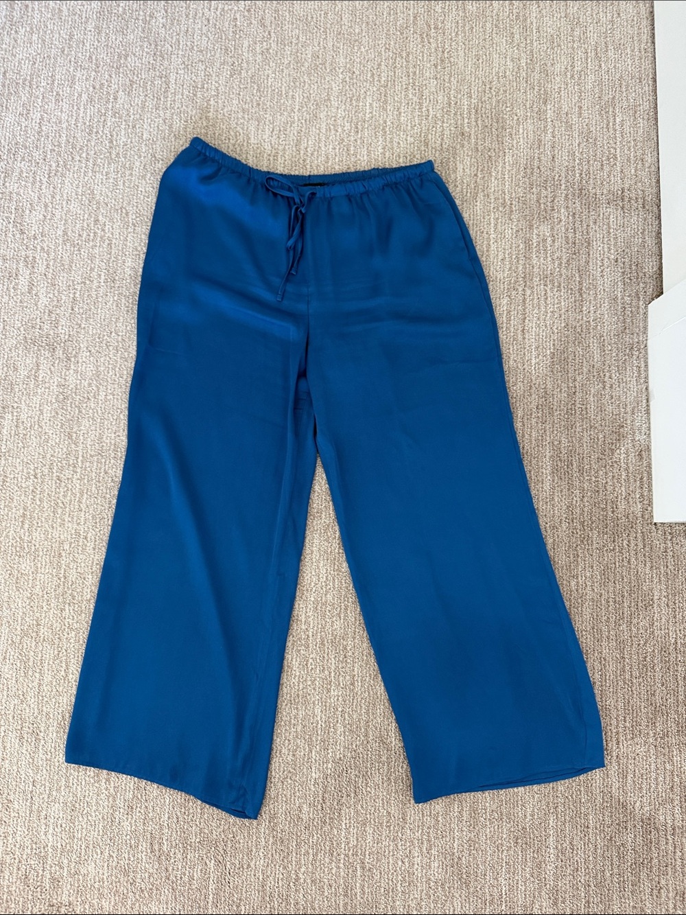 Blue Women’s Relaxed Satin Drawstring Pants